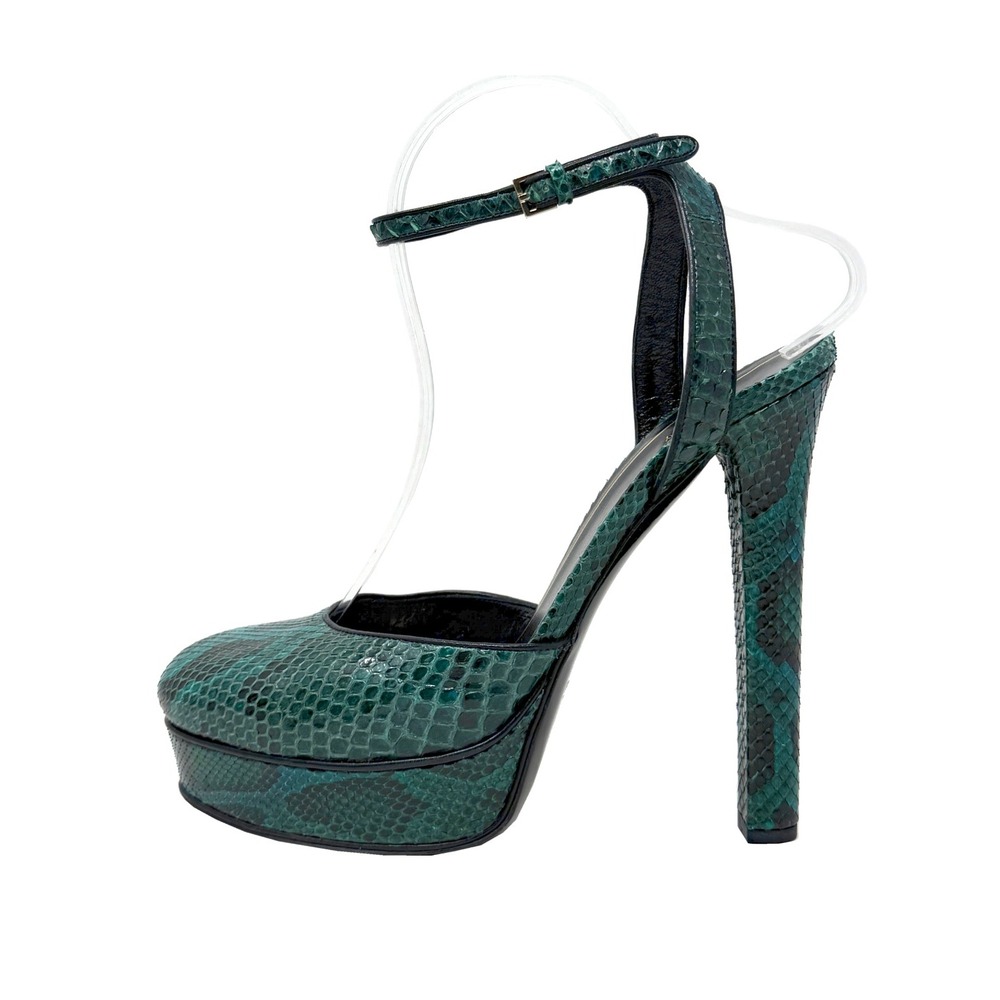 Gucci Python Platform Heels Green Statement Pumps Size‎ 38